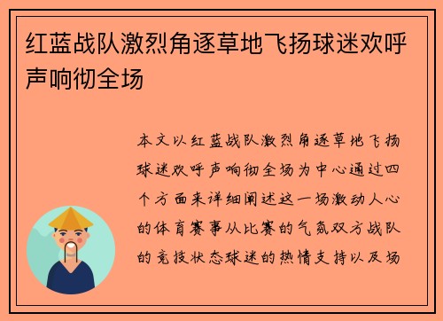 红蓝战队激烈角逐草地飞扬球迷欢呼声响彻全场